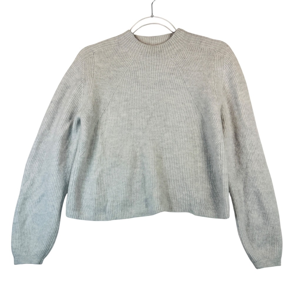 Banana Republic Minimalist Wool Blend‎ Ribbed Sweater Gray Medium Capsule Luxury